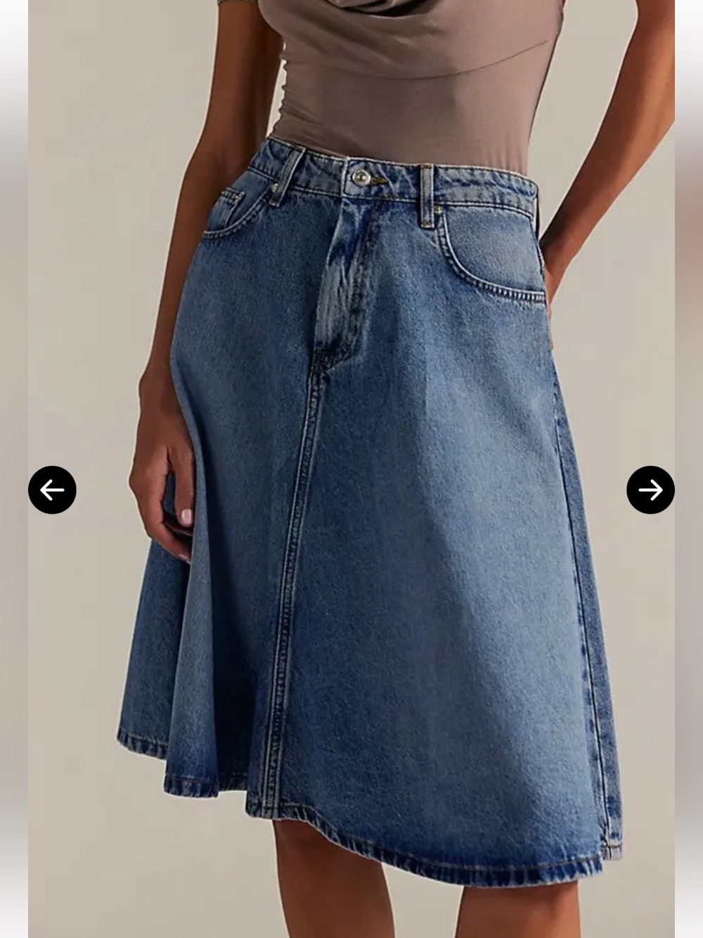 Free People Eclipse Denim Midi Skirt NWT 26 A-Line Full Sweep Sold Out - Picture 3 of 7